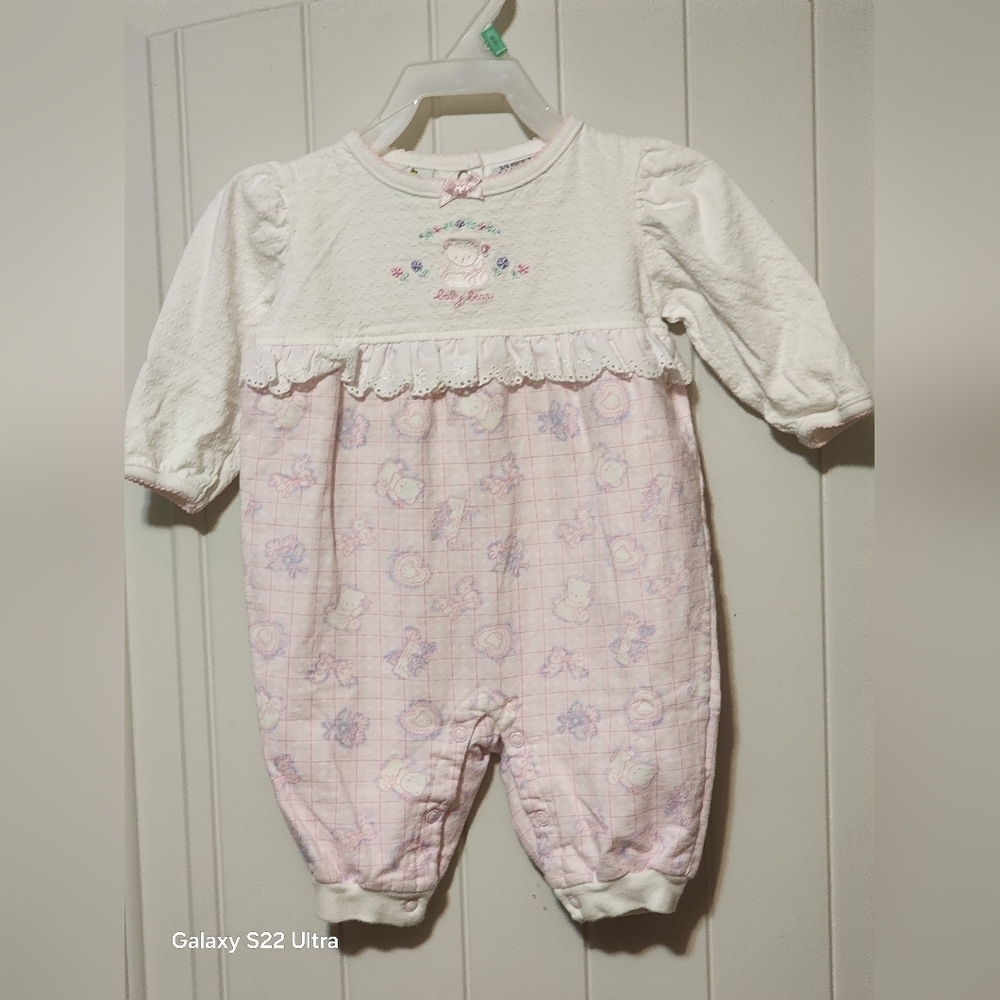 Vintaje Baby One Piece - Pink and White